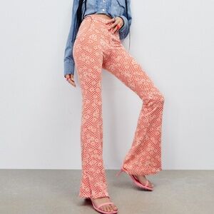 Zara floral bell bottom split side leg pants